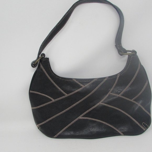 Steve Madden Black Small Purse - Front Stitch Design - Picture 1 of 8